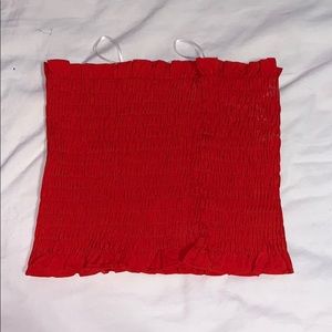 red cropped tube top
